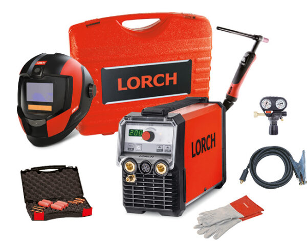 LORCH Set MicorTIG200 BP für die Montage mit Helm und Koffer 108.7092.0 WIG DC Hochfrequenz HF - Zündung Profi-Schweißgerät Qualität